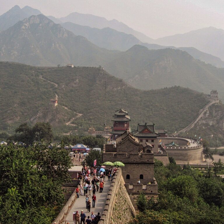 wall of china with Mountains
