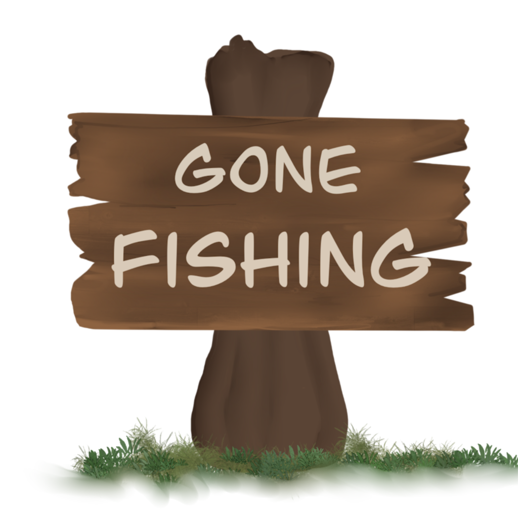 illustration of a sign Gone Fishing